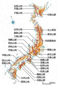 日本的山脈大致圖。
